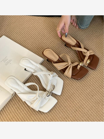 Sandales mules à brides pour femmes détail entre-doigts talon design
