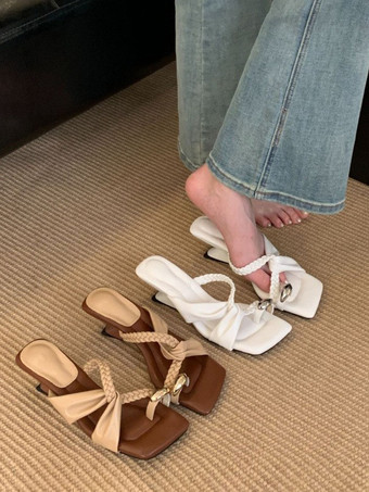 Sandales mules à brides pour femmes détail entre-doigts talon design