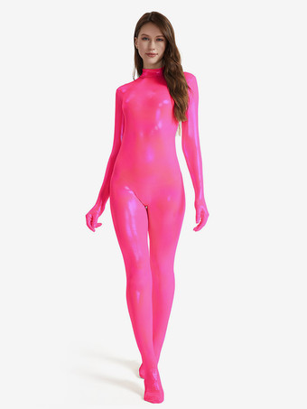 ローズレッド全身タイツジャンプスーツ レディース セクシー オンブレ ライクラ スパンデックス ハロウィン コスプレ キャットスーツ