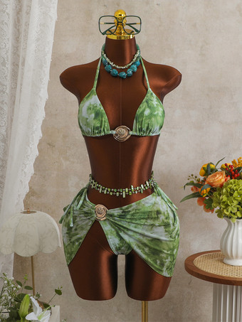 Maillot de bain bikini rose pour femme avec détails métalliques et taille naturelle maillot de bain sexy d'été