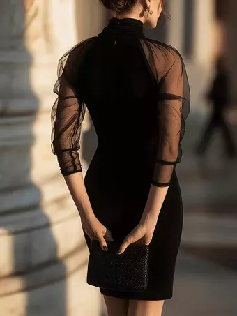 dresses long sleeve Lucy Black Mini Dress - US 10 Dress Fit:Petite YGroup_zabbarra-off-the-shoulder-mini-dress 49.1 in V Neck Short White