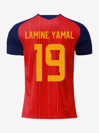N°19Maillot domicile Espagne 2026 à deux étoiles n° 19 Yamal n° 20 Pedri n° 16 Rodri manches courtes grandes tailles