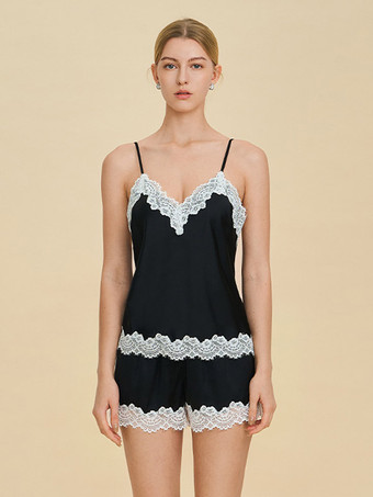 noir Ensembles de pyjamas en dentelle noire lingerie d'intérieur ensembles 2 pièces