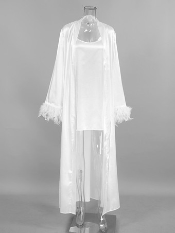 Lingerie de mariée pyjamas vêtements de nuit robes nuisettes d'intérieur en plumes blanches