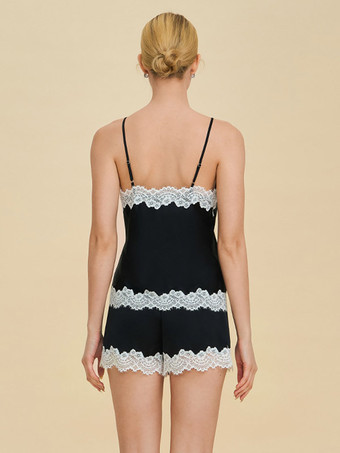 Ensembles de pyjamas en dentelle noire lingerie d'intérieur ensembles 2 pièces
