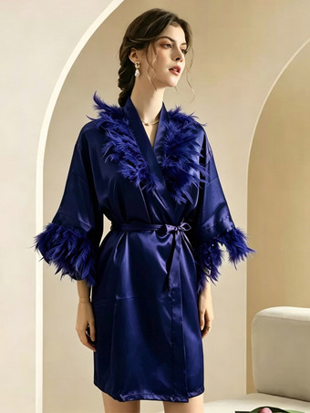 Bleu MarineLingerie de mariée pyjamas robes de chambre nuisettes blanches à lacets nuisettes d'intérieur