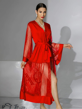 rouge Lingerie de mariée pyjamas vêtements de nuit robes de chambre nuisettes blanches plissées d'intérieur nuisettes