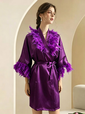 violet foncé Lingerie de mariée pyjamas robes de chambre nuisettes blanches à lacets nuisettes d'intérieur