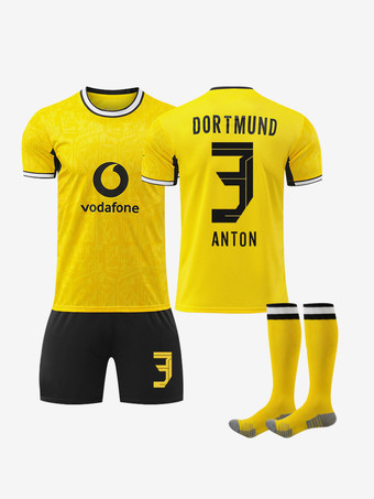 N°3Ensemble de maillots de football domicile 4 pièces Borussia Dortmund 26/27 n° 10 Reus et n° 27 Brandt pour enfants et adultes.