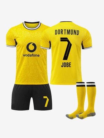 N°7Ensemble de maillots de football domicile 4 pièces Borussia Dortmund 26/27 n° 10 Reus et n° 27 Brandt pour enfants et adultes.