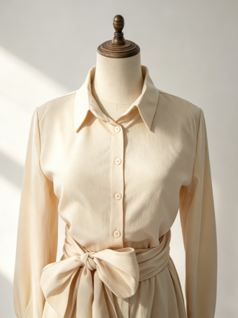 Ensemble 2 pièces en lin et coton pour femme - Chemise élégante à manches longues et ceinture et pantalon large - Style été 2026