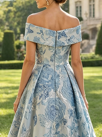 Robe longue fleurie pour la mère manches courtes coupe trapèze robe d'invitée