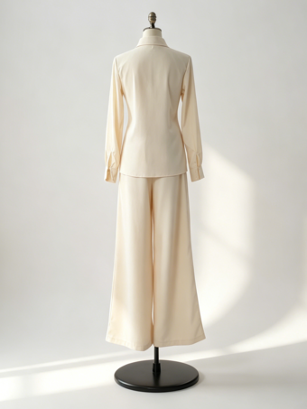Ensemble 2 pièces en lin et coton pour femme - Chemise élégante à manches longues et ceinture et pantalon large - Style été 2026