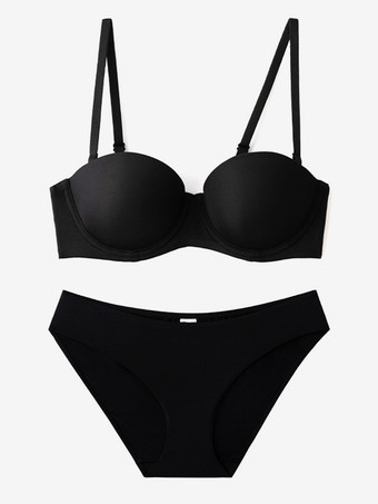 Ensemble de lingerie : soutien-gorge demi-bonnet sans coutures à armatures et culotte taille mi-haute