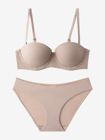 NudeEnsemble de lingerie : soutien-gorge demi-bonnet sans coutures à armatures et culotte taille mi-haute