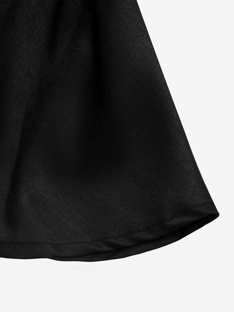 Chemisier péplum en satin à col V et manches bouffantes manches longues