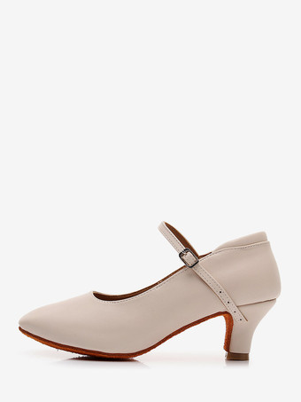 BeigeChaussures de danse de salon pour femmes modèle Mary Jane à bout rond