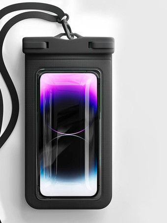 ブラック 透明防水スマホケース IPX8 深水防水 ビーチ スイミング サーフィン用