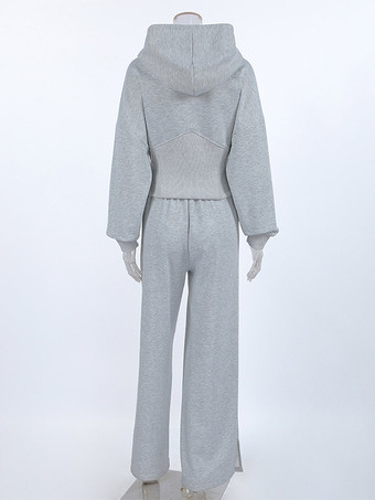 Ensemble de survêtement : haut court à capuche pantalon large vêtement d'intérieur doux pour femme