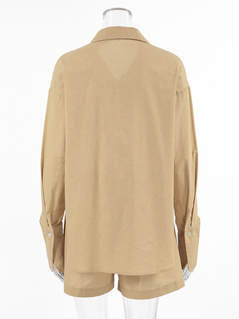 Ensemble 2 pièces short et chemise oversize short élastique style décontracté pour femme.