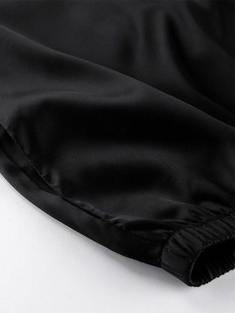 Pantalon large en satin à volants et taille élastique pour femme pantalon décontracté