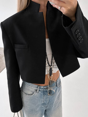 Veste de costume courte à col mandarin poche avant coupe ajustée.