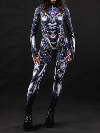 ダークネイビーゼンタイ ネオン ボディスーツ ハロウィン コスプレ コスチューム 3D デジタルプリント UV グロー ボディスーツ ハロウィン ホリデー キャットスーツ ゼンタイ