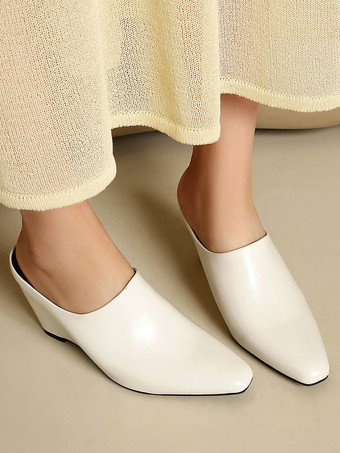 Mules compensées bleues à bout pointu pour femmes