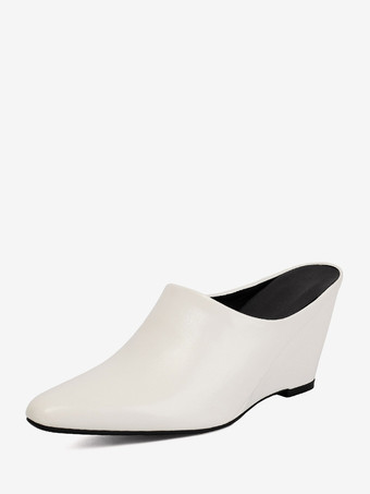 Mules compensées bleues à bout pointu pour femmes