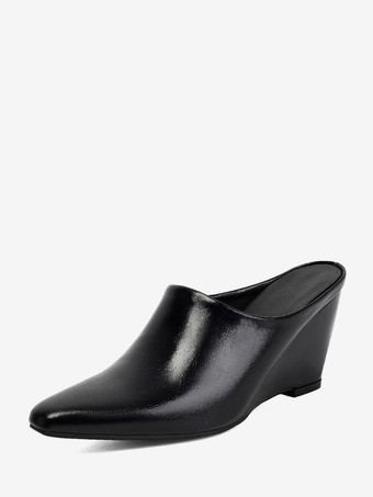 Mules compensées bleues à bout pointu pour femmes