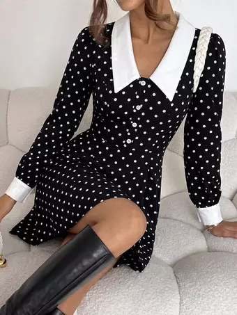 black dress white fur trim Vintage Off-Shoulder Long Sleeve Maxi with | Cocktail Dress The charm is simple white dressing table mirror NEW WITH TAGS White colors:Black Gold