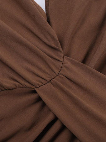 Braunes figurbetontes Abendkleid im Meerjungfrauenstil mit Neckholder Maxi-Rücken Bindebändern Cut-out-Taille und Raffungen