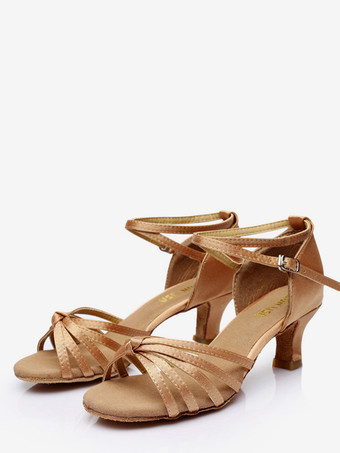 Chaussures de danse latine marron à bout ouvert pour femmes