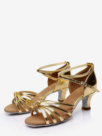 or Chaussures de danse latine marron à bout ouvert pour femmes