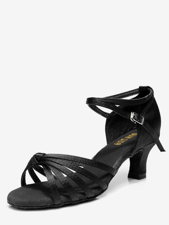 noir Chaussures de danse latine marron à bout ouvert pour femmes