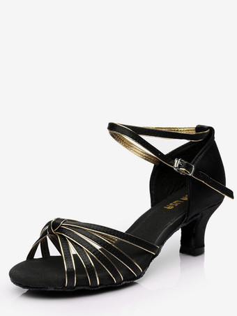 Or noirChaussures de danse latine marron à bout ouvert pour femmes