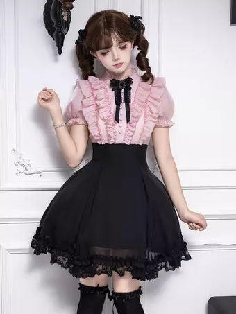 ゴスロリ SK フリル ジャガード ロリータ ロングスカート スカート