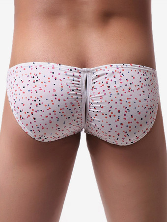 Sexy Herren-Tanga mit floralem Leopardenmuster Mesh-Einsatz niedrigem Bund Druckknöpfen und offenem Schritt transparente Unterwäsche