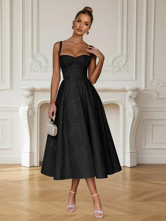 SchwarzHomecoming-Kleid wadenlanges trägerloses Ballkleid