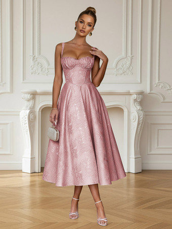 RosaHomecoming-Kleid wadenlanges trägerloses Ballkleid