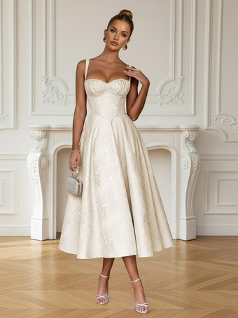 milchweißHomecoming-Kleid wadenlanges trägerloses Ballkleid