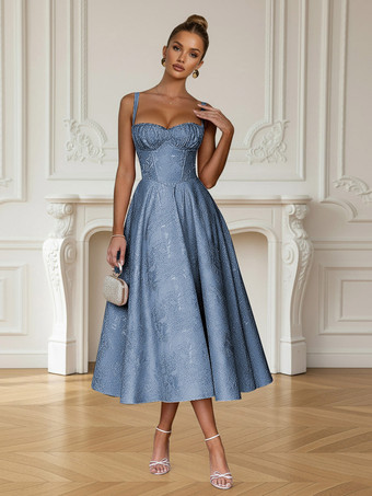 Hellblau Homecoming-Kleid wadenlanges trägerloses Ballkleid