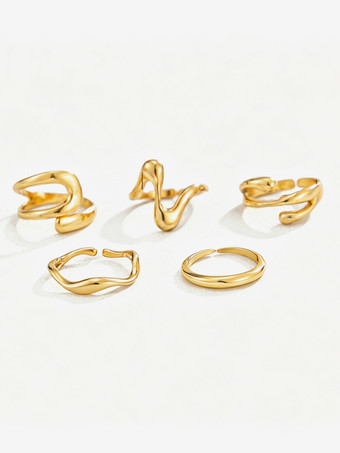 Goldene Zehenringe 5-teiliges Design Strand-Sommer-Zehenschmuck
