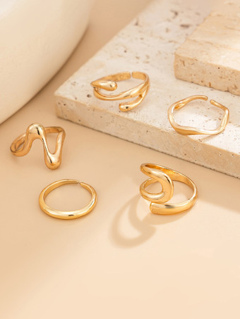Goldene Zehenringe 5-teiliges Design Strand-Sommer-Zehenschmuck