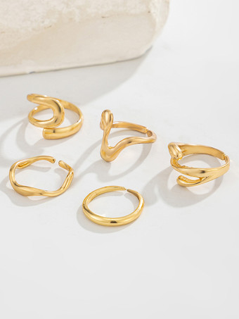 Hellgolden      Goldene Zehenringe 5-teiliges Design Strand-Sommer-Zehenschmuck