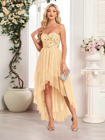 beige homecoming dress Stapless Cocktail With Bow Cute Dresses #ABC006 SELINADRESS Shoulder to knee( for knee length dress only) A-Line Beige Tulle Short Prom