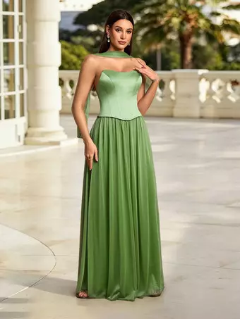 pink strapless dresses Lenora Maxi Dress The Monelise Strapless Maxi Girls Long Sleeve Lace Dresses: Midi Color:RD ENJI