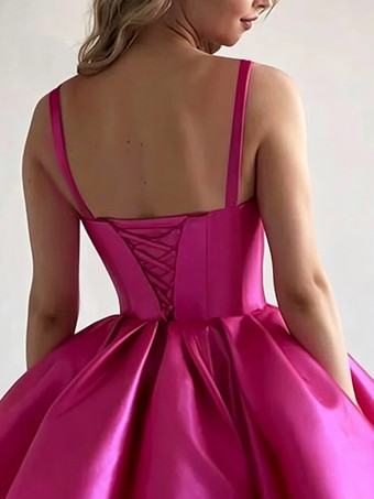 RosarotHoco Homecoming Kleider Basque Taille Kurzes Plus Size Satin Cocktailkleid Schleifen