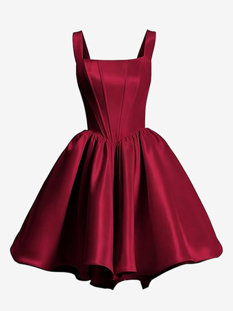 Burgunderrot Hoco Homecoming Kleider Basque Taille Kurzes Plus Size Satin Cocktailkleid Schleifen