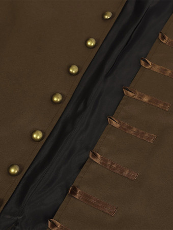 Brown Vintage Top Retro Buttons Long Sleeves Overcoat Retro Costumes For Man